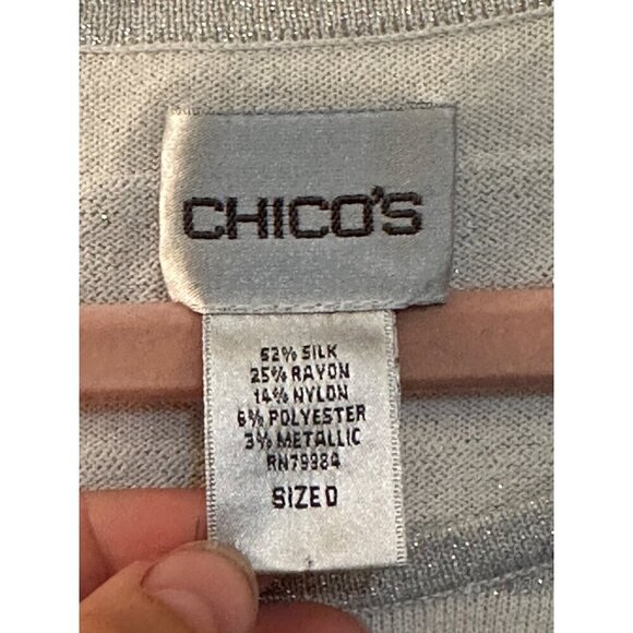 Striped Silk Blend Top Womens S Sparkle Fairy 90s Y2k Silver Retro Glam Party - Picture 3 of 4